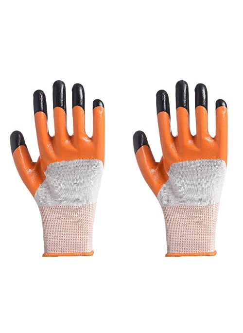 Generic S.R Unisex Heavy duty reusable Full Nitrile Coated work safety gloves For Industrial | Gardening | Agricultural |Cleaning Gloves 5 Pair  - Image 4