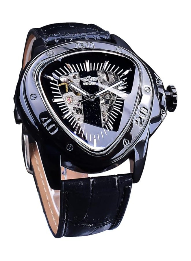 Winner Watches for Men Watch Leather Strap Luxury Luminous Water Resistant Automatic Mechanical Wristwatch 8081  - Image 1