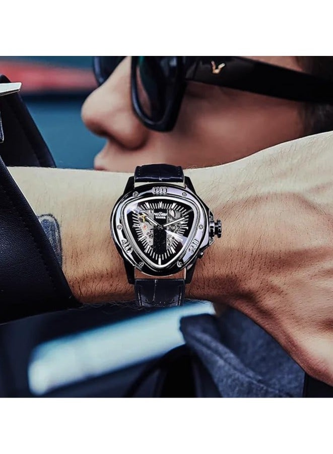 Winner Watches for Men Watch Leather Strap Luxury Luminous Water Resistant Automatic Mechanical Wristwatch 8081  - Image 2