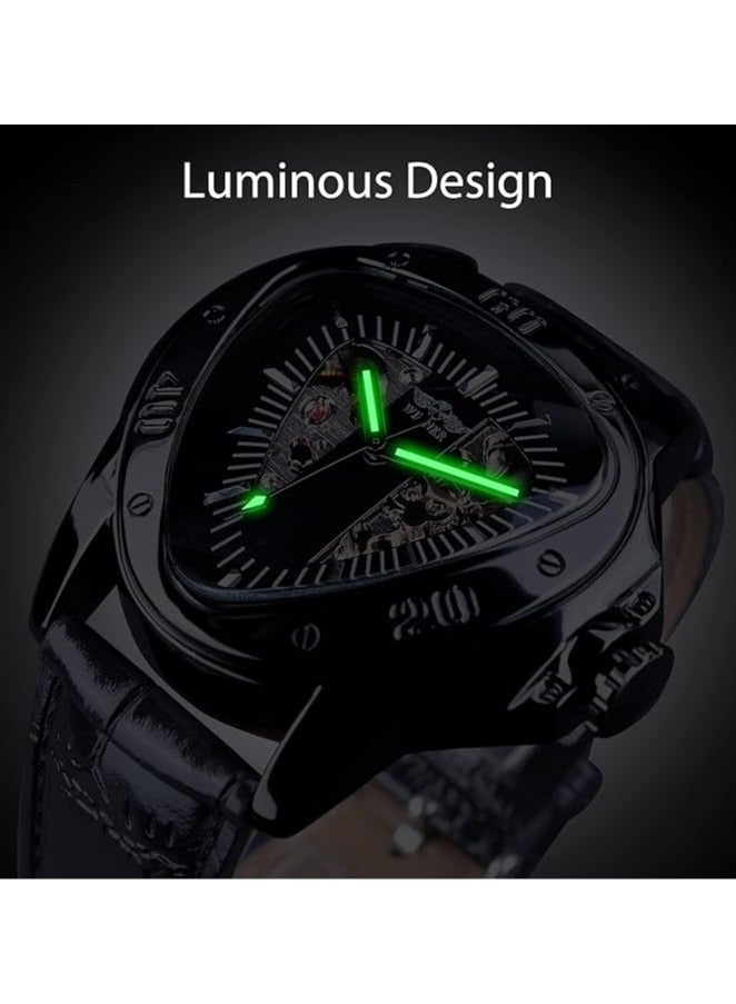 Winner Watches for Men Watch Leather Strap Luxury Luminous Water Resistant Automatic Mechanical Wristwatch 8081  - Image 3