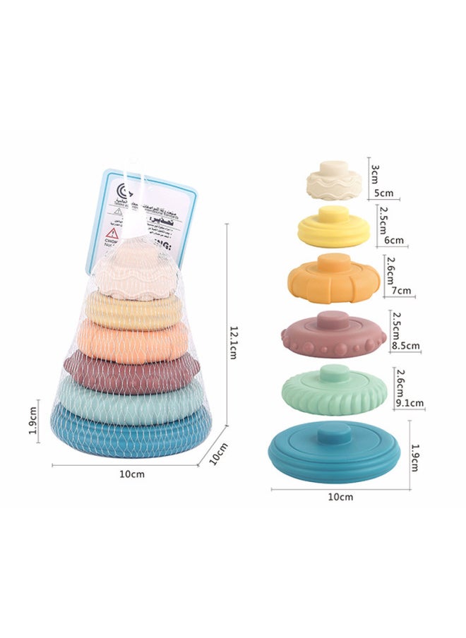 Generic - Export Of Baby Vinyl Stacking High Early Education Cognitive Soft Rubber Stacking Music Baby Stacking Ring Toys-Color:638-16 Dinosaur Stacking Circle (mesh Bag)-Specifications:Random Colors - Image 1