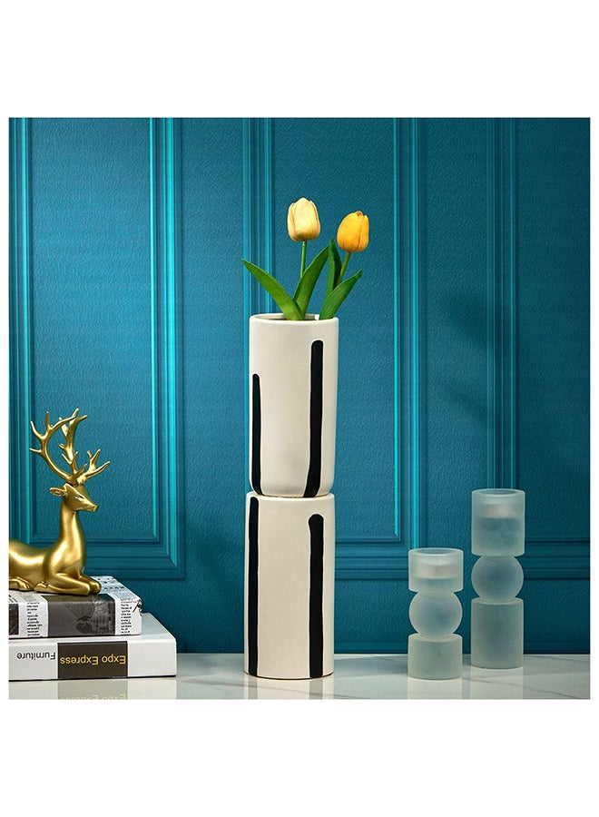 DANUBE HOME Abriz Vase for Modern Home Decoration Living Room Bedroom Dining Table Office Table Centerpiece Ceramic Vases L 10 x W 10 x H 40 cm Black  - Image 1
