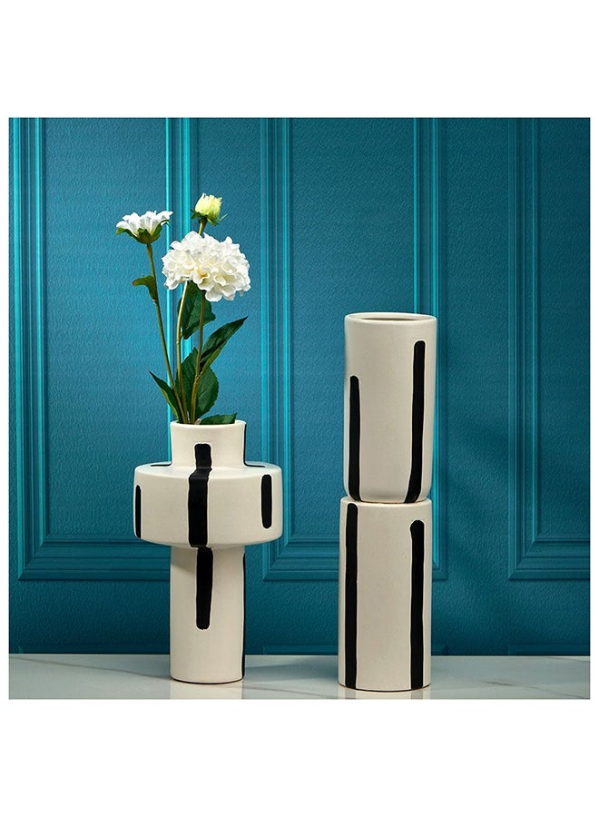 DANUBE HOME Abriz Vase for Modern Home Decoration Living Room Bedroom Dining Table Office Table Centerpiece Ceramic Vases L 10 x W 10 x H 40 cm Black  - Image 2