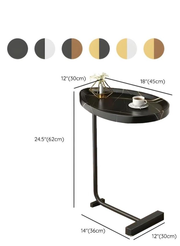 Y&D Small Side Table C Shaped End Table for Sofa and Bed, TV Tray Table with Metal Frame for Couch, Living Room, Bedroom - Image 2