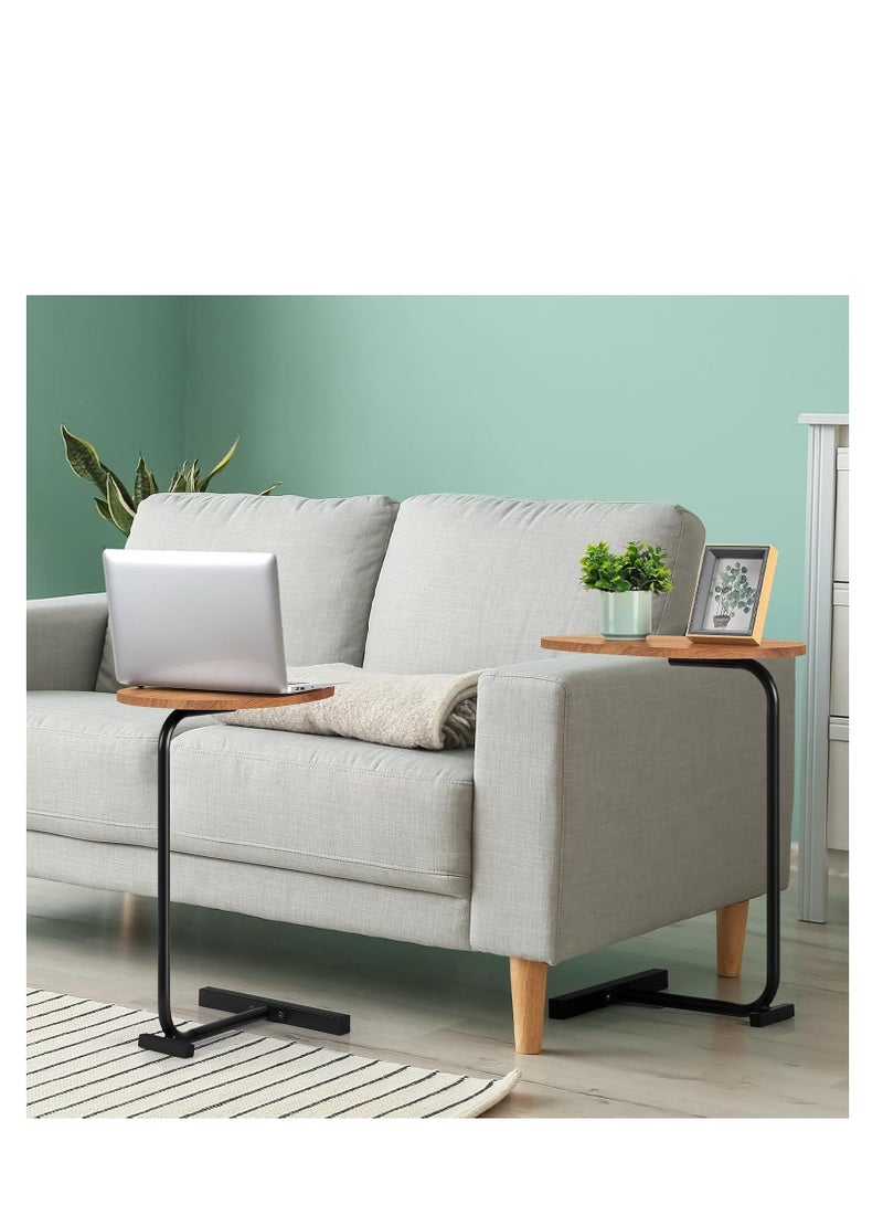 Y&D Small Side Table C Shaped End Table for Sofa and Bed, TV Tray Table with Metal Frame for Couch, Living Room, Bedroom - Image 3