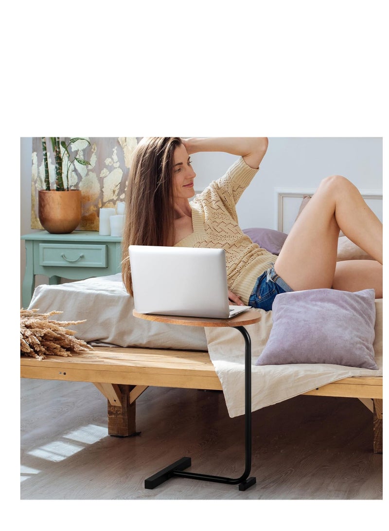 Y&D Small Side Table C Shaped End Table for Sofa and Bed, TV Tray Table with Metal Frame for Couch, Living Room, Bedroom - Image 4