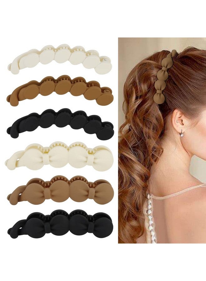 Hapdoo Apdoo 6Pcs Bow Oval Banana Clips Hair Banana Hair Clips For Medium Thin Hair 4.1 Inch Matte Strong Hold Half Ponytail Bun Holder Hair Jaw Clips Barrettes Styling Accessories For Women Girls - Image 1