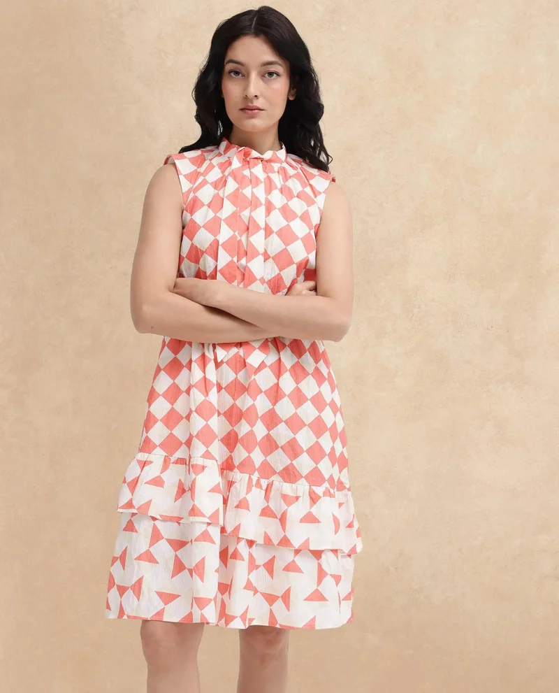 Rareism Women's Fit And Flare Knee Length Dress