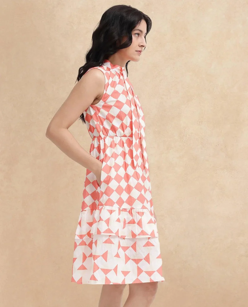 Rareism Women's Fit And Flare Knee Length Dress