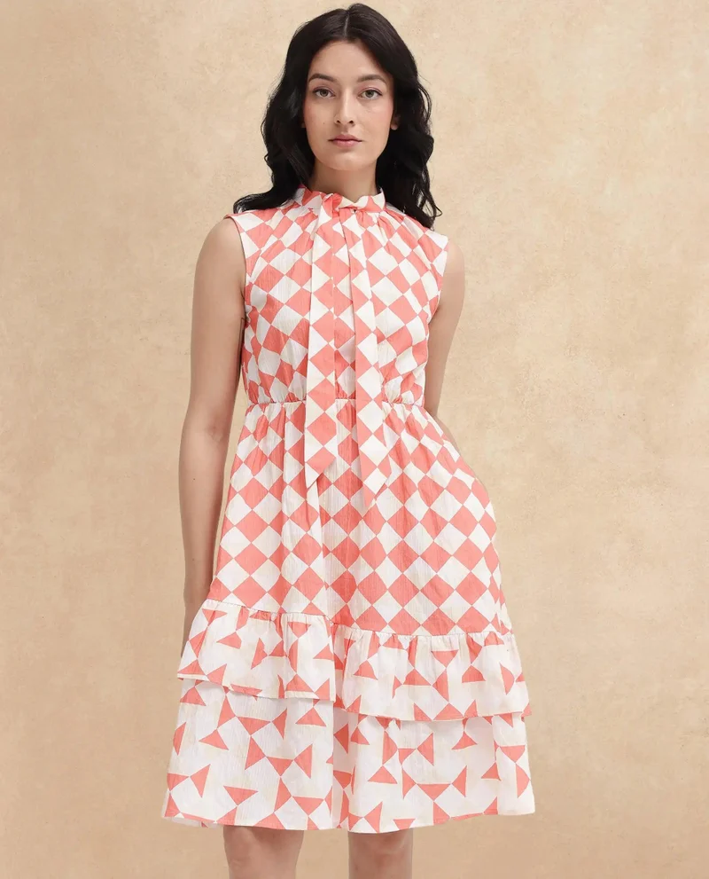 Rareism Women's Fit And Flare Knee Length Dress
