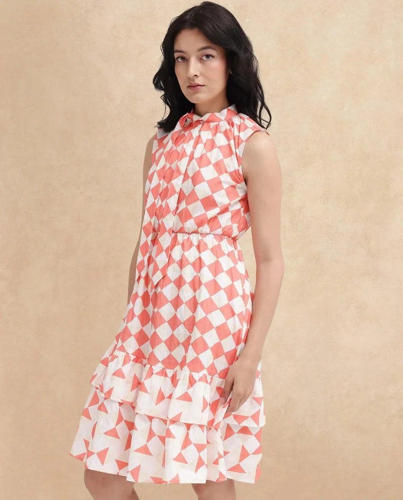 Rareism Women's Fit And Flare Knee Length Dress
