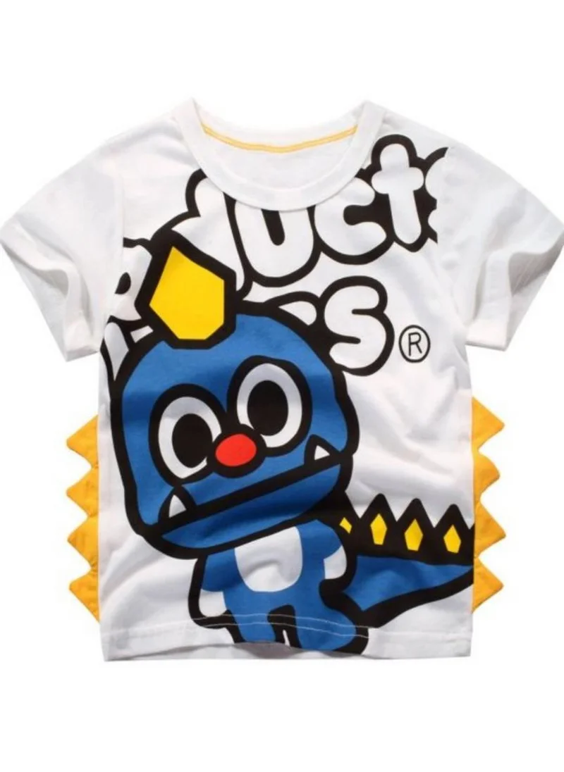 YUNIQEE White Printed Round Neck Applique T-shirt