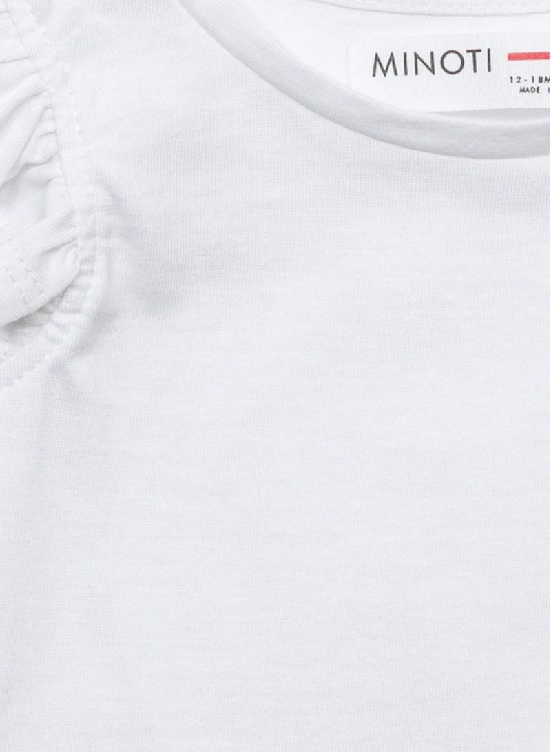 MINOTI Girls Cap Sleeve T-Shirt with Frill Detail - Image 3