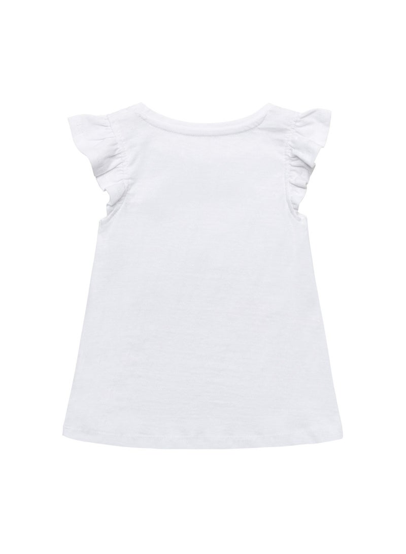 MINOTI Girls Cap Sleeve T-Shirt with Frill Detail - Image 2