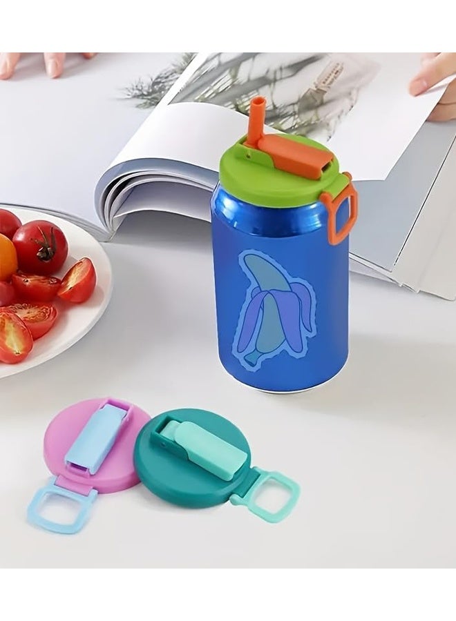 KANGLI 4-Pack Reusable Soda Can Lids with Silicone Straws – Leakproof, Can Covers for Standard Cans – Ideal for Soda, Juice – Dishwasher Safe & Portable - Image 2