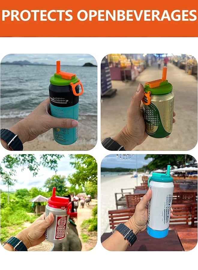 KANGLI 4-Pack Reusable Soda Can Lids with Silicone Straws – Leakproof, Can Covers for Standard Cans – Ideal for Soda, Juice – Dishwasher Safe & Portable - Image 4