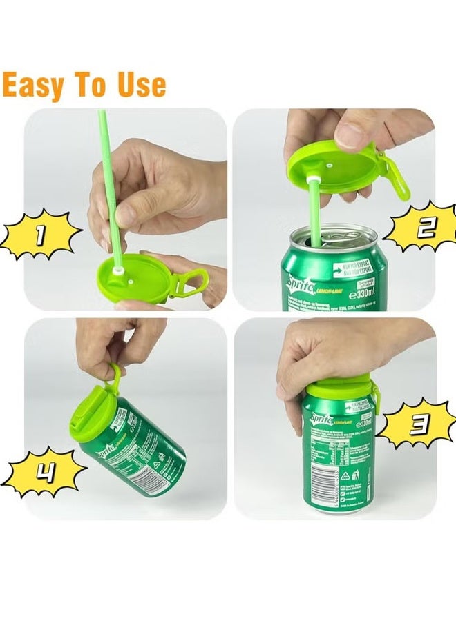 KANGLI 4-Pack Reusable Soda Can Lids with Silicone Straws – Leakproof, Can Covers for Standard Cans – Ideal for Soda, Juice – Dishwasher Safe & Portable - Image 5