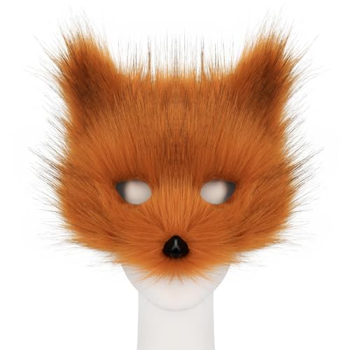 hbbhml Animal Fox Wolf Mask Halloween Party Cosplay Costumes Props Plush Cat Half Face Masks Carnival Christmas Masquerade - Image 4