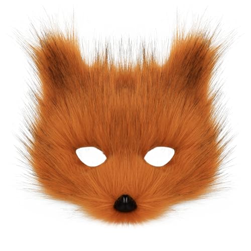 hbbhml Animal Fox Wolf Mask Halloween Party Cosplay Costumes Props Plush Cat Half Face Masks Carnival Christmas Masquerade - Image 1