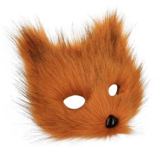 hbbhml Animal Fox Wolf Mask Halloween Party Cosplay Costumes Props Plush Cat Half Face Masks Carnival Christmas Masquerade - Image 5