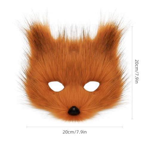 hbbhml Animal Fox Wolf Mask Halloween Party Cosplay Costumes Props Plush Cat Half Face Masks Carnival Christmas Masquerade - Image 3