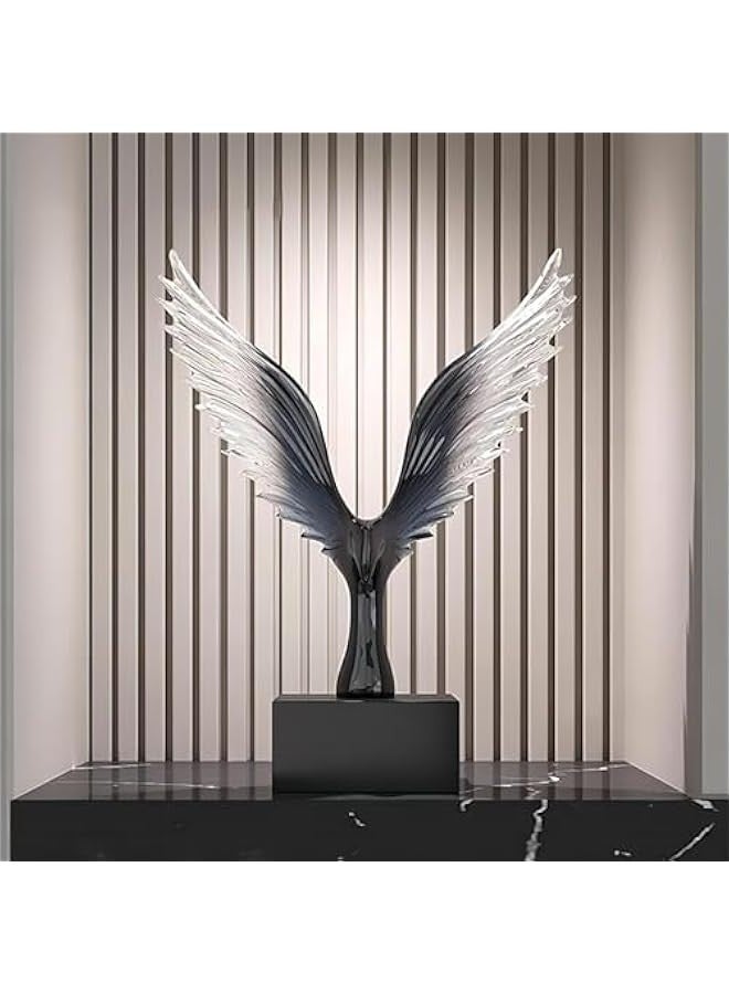 Beauenty Resin Statue Creative Abstract Art Eagle Sculpture Ornaments Modern Simple Home Office Décor Crafts for living room TV cabinet shelf Table Desk Foyer Decorations Gift Clear Black Blue H'30CM - Image 2