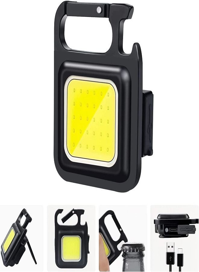 Proton 800 Lumens Ultra Bright Mini Flashlight Rechargeable Portable 4 Lighting Modes Lightweight Folding Bracket Bottle Opener Magnetic Base for Camping Hunting Hiking Keychain  - Image 1