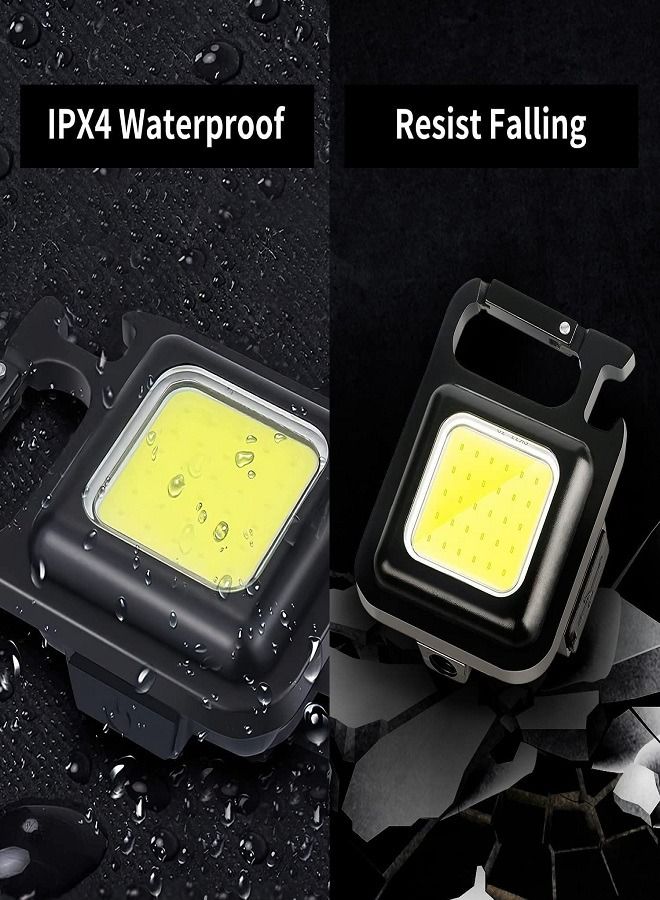 Proton 800 Lumens Ultra Bright Mini Flashlight Rechargeable Portable 4 Lighting Modes Lightweight Folding Bracket Bottle Opener Magnetic Base for Camping Hunting Hiking Keychain  - Image 3