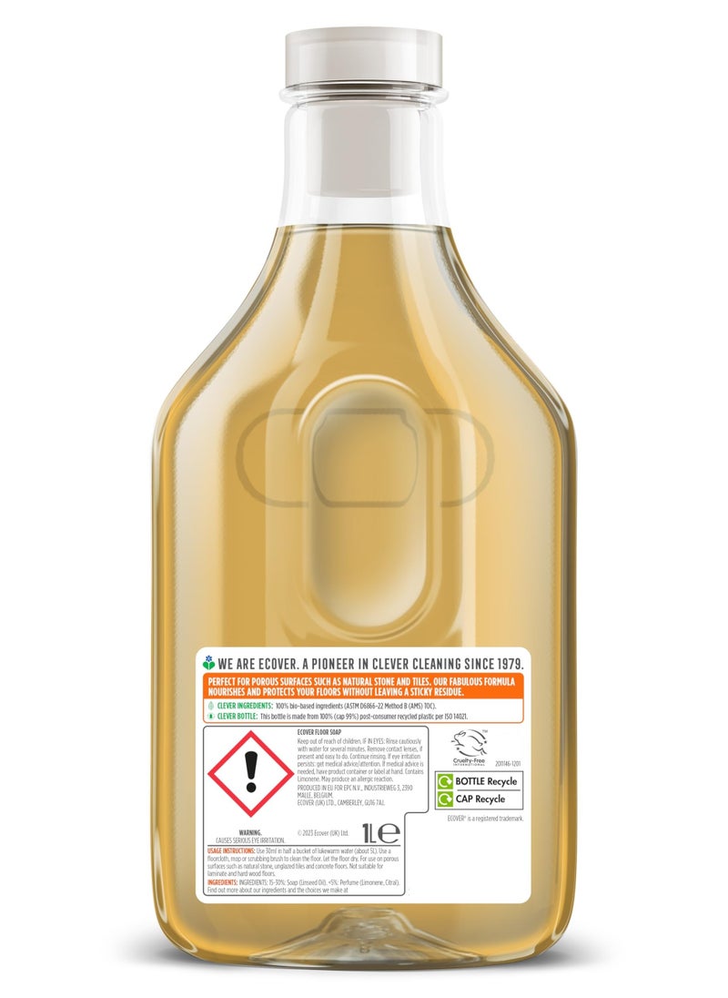 ecover - Floor Soap For Porous Surfaces Orange Lemon 1L - Image 1