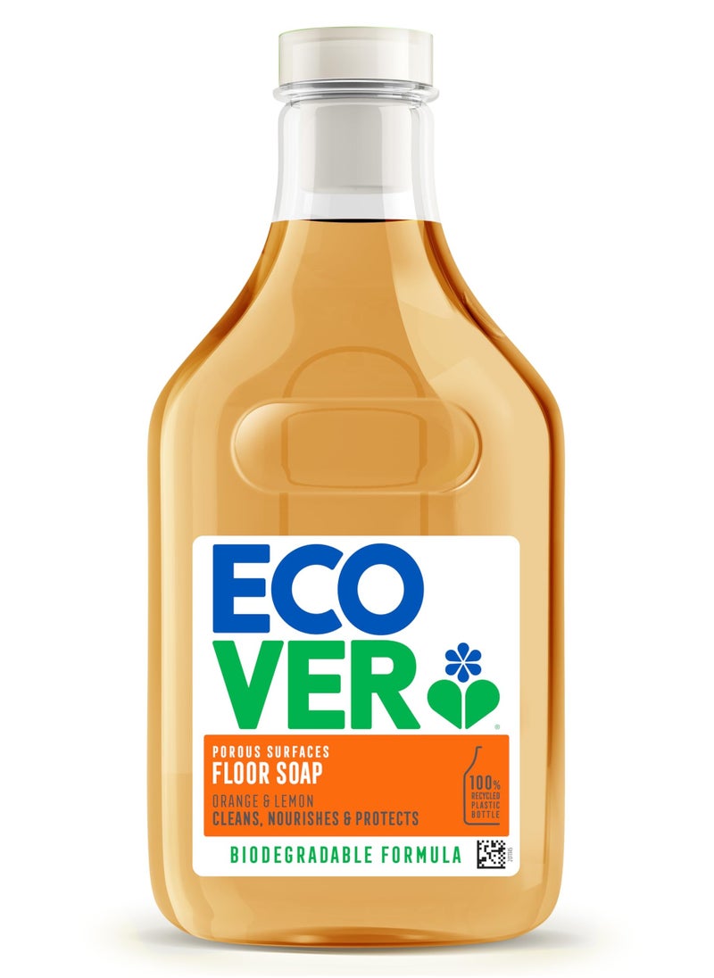 ecover - Floor Soap For Porous Surfaces Orange Lemon 1L - Image 1