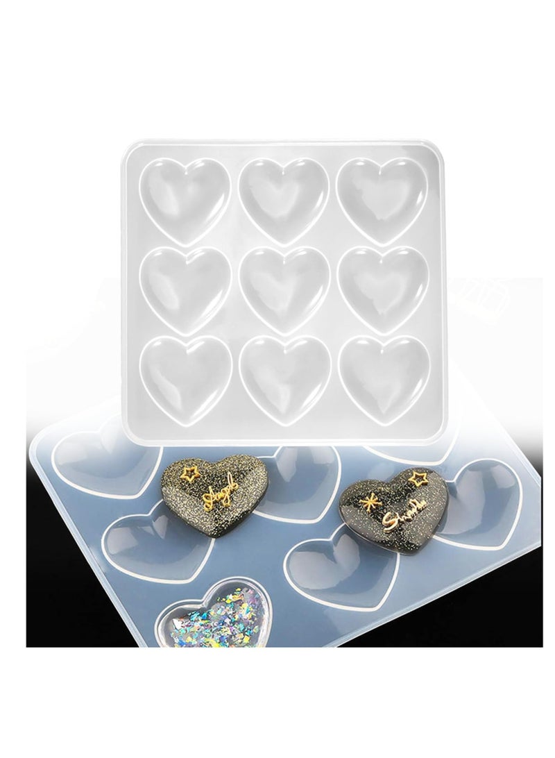 Excefore قوالب قلادة قلب سيليكون، قالب ريزن 9 شبكة، مناسب للحرف اليدوية لقلايد الريزن، قالب قلب الحب، الحرف اليدوية للمجوهرات - Image 1