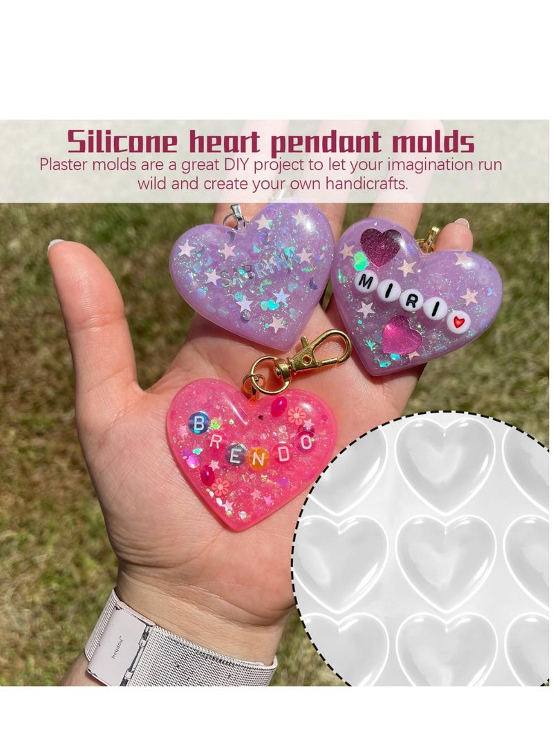 Excefore قوالب قلادة قلب سيليكون، قالب ريزن 9 شبكة، مناسب للحرف اليدوية لقلايد الريزن، قالب قلب الحب، الحرف اليدوية للمجوهرات - Image 4