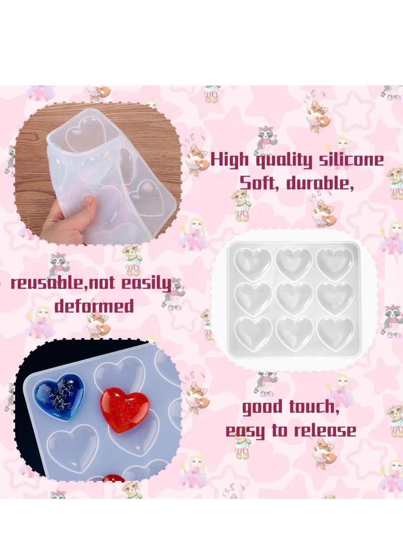 Excefore قوالب قلادة قلب سيليكون، قالب ريزن 9 شبكة، مناسب للحرف اليدوية لقلايد الريزن، قالب قلب الحب، الحرف اليدوية للمجوهرات - Image 3
