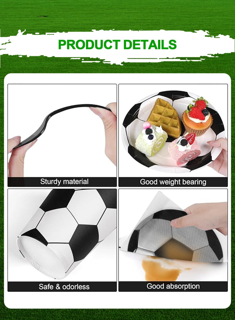 أوربازار ديكورات حفلات كرة القدم المثمرة لأعياد الميلاد، 82 قطعة من ديكورات أعياد الميلاد بموضوع كرة القدم للأولاد والأطفال تتضمن أطباق كرة القدم وأكواب المناديل ومفرش الطاولة واللافتات والبالونات وغطاء الكعكة وما إلى ذلك من لوازم كرة القدم - Image 5