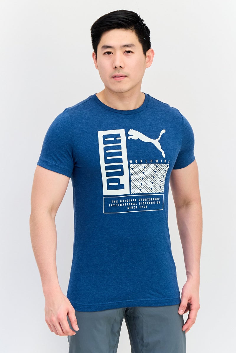 PUMA Men Sportswear Fit Short Sleeve Outdoor T-Shirt, Steal Blue - Image 1