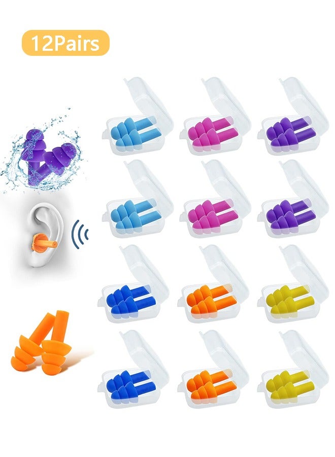 Generic 12 Pairs Reusable Silicone EarPlugs, Waterproof Hypoallergenic Noise Reduction Ear Plugs for Hearing Protection, Suitable for Sleeping, Snoring, Swimming, Concerts  - Image 1