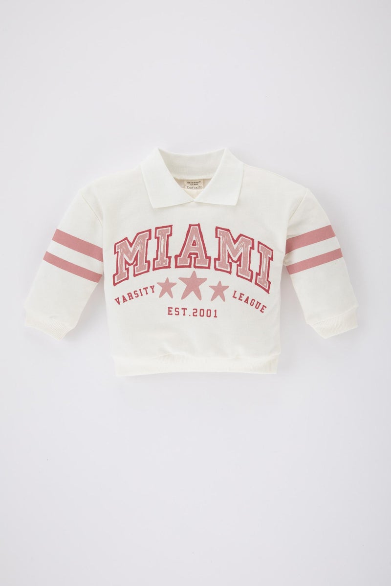 DeFacto Baby Girl Polo Neck Printed Sweatshirt - Image 5