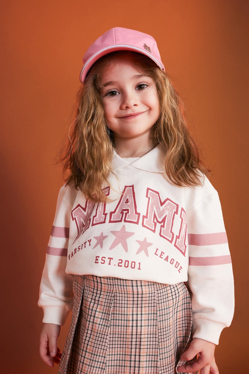 DeFacto Baby Girl Polo Neck Printed Sweatshirt - Image 1