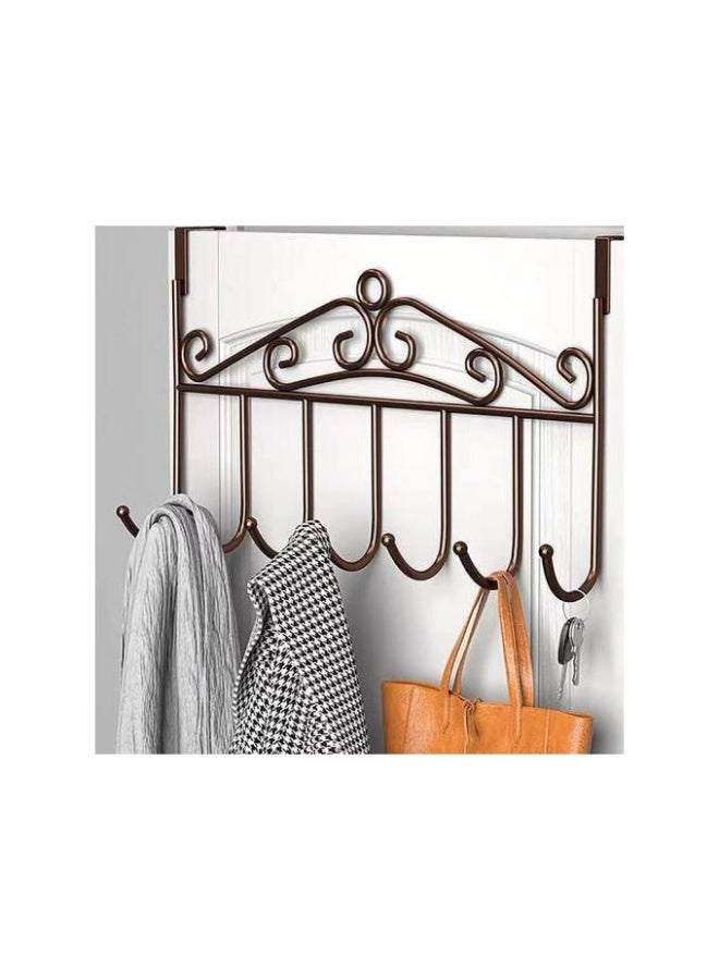 Metal Over the Door Hanger with 7 Hooks for Hanging Clothes, Towels, and Keys Dark Brown - Image 5