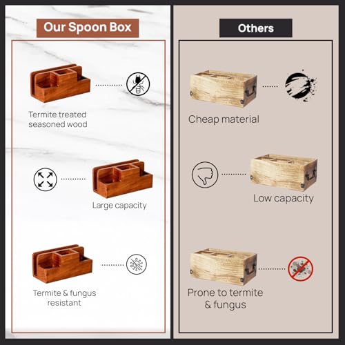 nestroots Wooden Napkin & Cutlery Holder Spoon stand for kitchen | 9 Inch Brown | Cutlery Holder for Dining Table | Wooden Caddy Storage Organiser Stand Caddy Holder | Stylish Kitchen Décor - Image 5