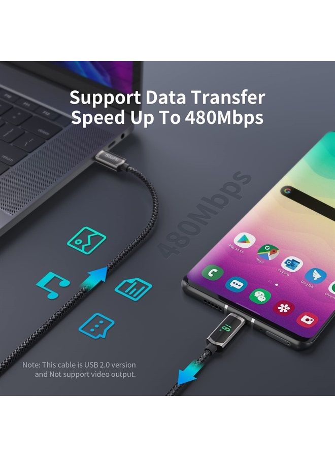 Soopii كابل USB C بقوة 100 واط، بطول 6.6 قدم، كابل USB C مضفر من النايلون، كابل شحن سريع من نوع C مع شاشة LED لجهاز iPad Mini/Air/Pro، MacBook Pro، Samsung Galaxy S22/S10، Pixel، LG - Image 1
