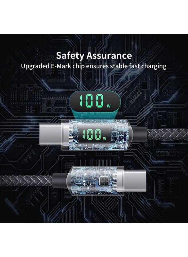 Soopii كابل USB C بقوة 100 واط، بطول 6.6 قدم، كابل USB C مضفر من النايلون، كابل شحن سريع من نوع C مع شاشة LED لجهاز iPad Mini/Air/Pro، MacBook Pro، Samsung Galaxy S22/S10، Pixel، LG - Image 2