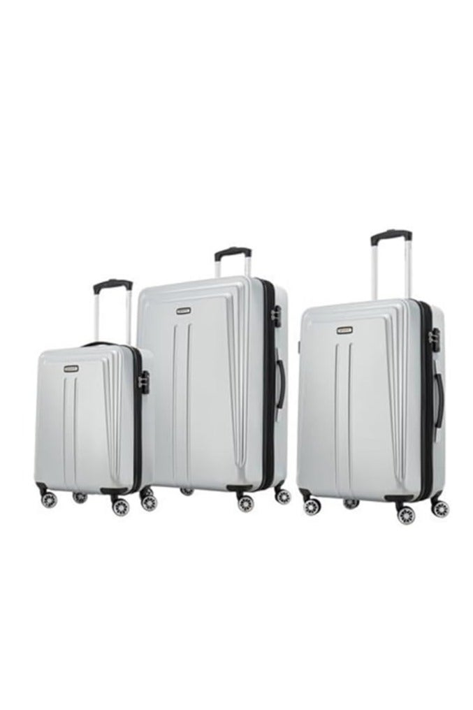 سامسونايت مجموعة حقائب سفر كوانتم دي إل إكس الصلبة القابلة للتوسيع والمكونة من 3 قطع - فضية