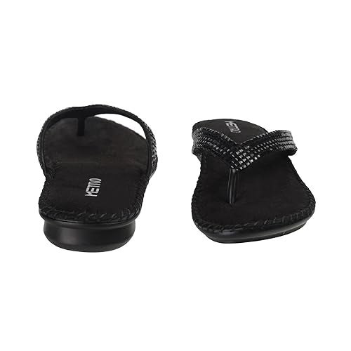Metro Women Black Synthetic Leather Comfort Chappal UK/4 EU/37 (44-1679) - Image 5