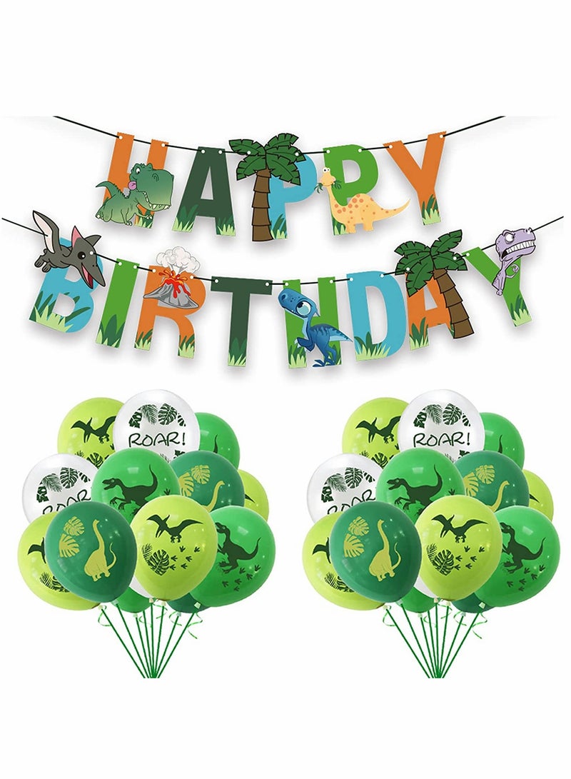KASTWAVE Balloons, Party Decoration, Dinosaur Latex Balloons, Happy Birthday Banners, Dinosaur Party Balloons Decorations, for Birthday Wedding Baby Shower, Party Supplies Favors, 35 Pcs - Image 1