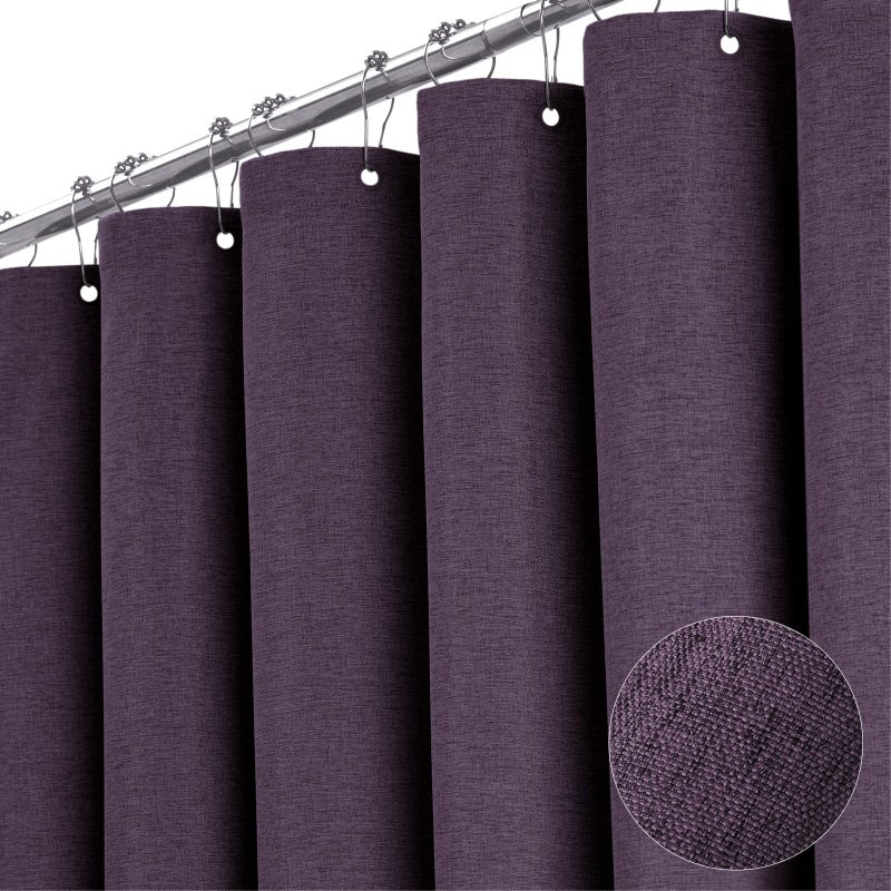 BTTN Purple Shower Curtain - Linen Textured Heavy Duty Waterproof Cloth Shower Curtain Set with 12 Plastic Hooks  Hotel Spa Luxury Simple Decorative Thick Fabric Shower Curtains for Bathroom - 72x72 - Image 1