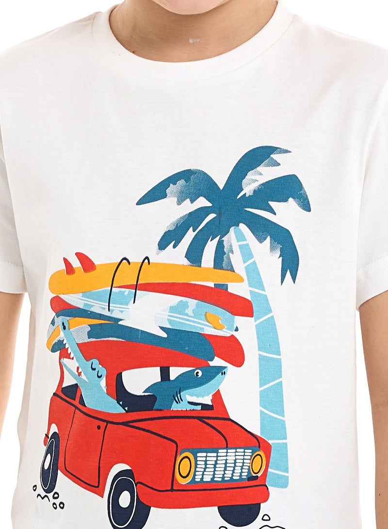 Victor and Jane 2 Piece Sets with Matching Tshirt And Slogan Print Shorts with Elasticated Waist - Image 3