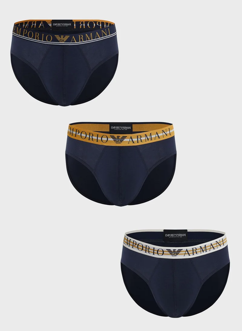 EMPORIO ARMANI 3 Pack Logo Band Assorted Briefs