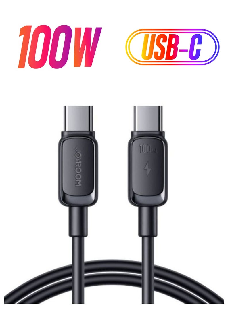 JOYROOM 100W Power Delivery Pd Fast Charge Cable Usb C To Usb C Compatible For Ipad Mini 6 Macbook Pro 2021 14 16 Inch Macbook Air Ipad Pro 12.9 Inch Samsung S23 Plus Huawei P40 Etc Black - Image 1