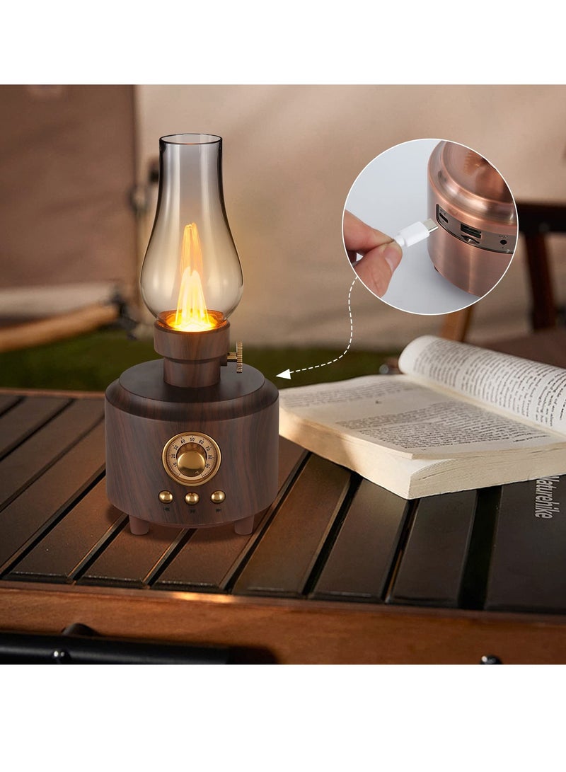 Vintage Table Lamp - Retro Bluetooth Speaker Rechargeable Portable Night Light Flameless LED Oil Lamp for Bedroom Cafe Bar Desk Decor Outdoor Camping Idea Birthday Gift - Image 3